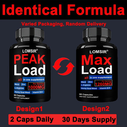 Men's Health Supplement Capsules, 60 Count in One Bottle with 950 mg Blend Printed on the Label