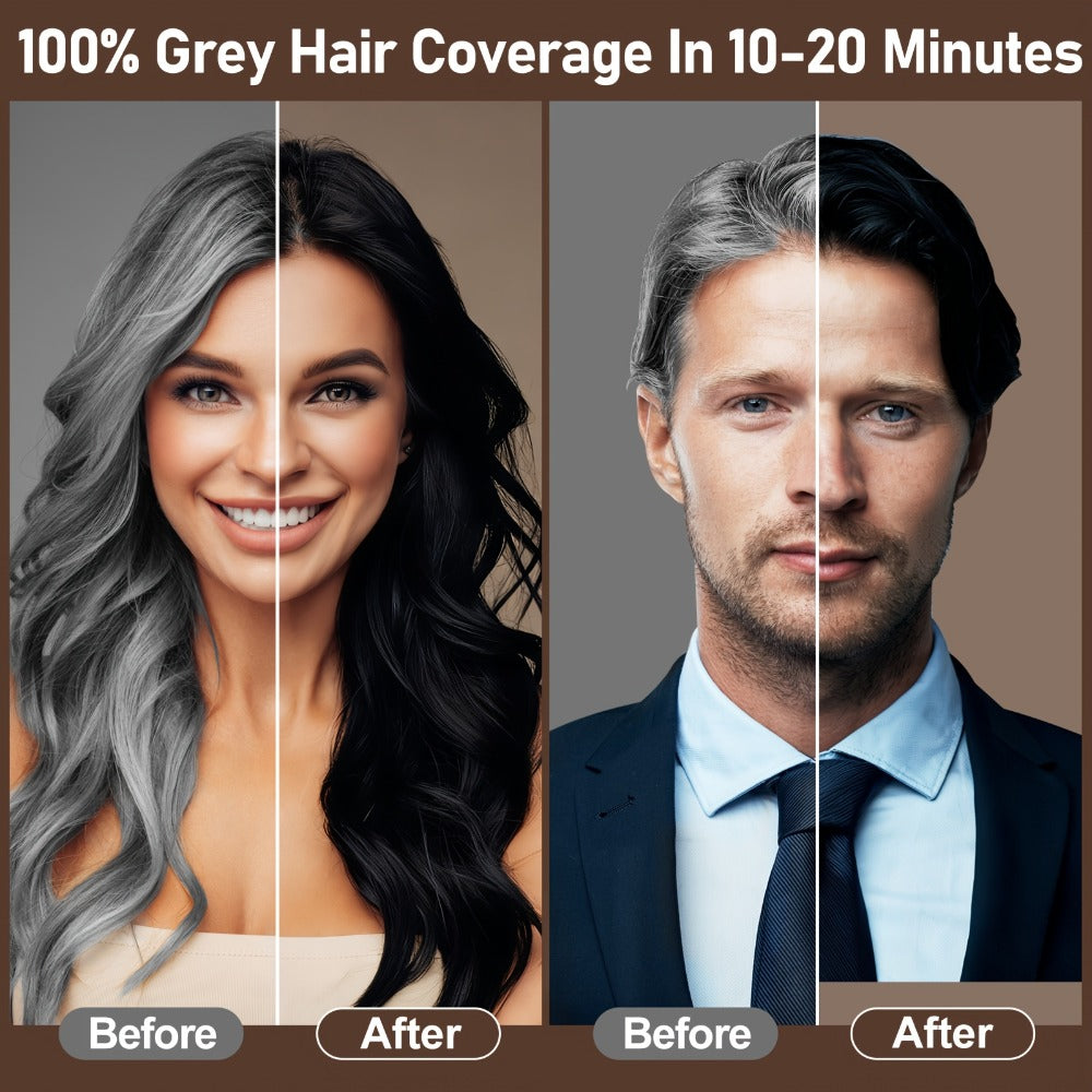 RILSIC 3-in-1 Gray Hair Color Shampoo with Plant Squalene – 100% Gray Coverage Wash & Condition Instant Results, No Mix No Ammonia