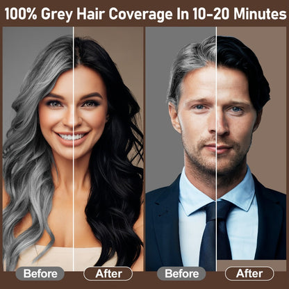 RILSIC 3-in-1 Gray Hair Color Shampoo with Plant Squalene – 100% Gray Coverage Wash & Condition Instant Results, No Mix No Ammonia