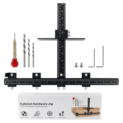Cabinet Hardware Jig Aluminum Alloy Adjustable Drill Guide Template for Cabinet Door Handle Drawer Pull Installation CNC Precision
