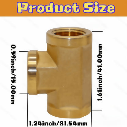Brass Forged Pipe Tee Fittings NPT Female Threaded – 3-Way T-Shape Connector Couplings, for Home Plumbing Maintenance and Repair