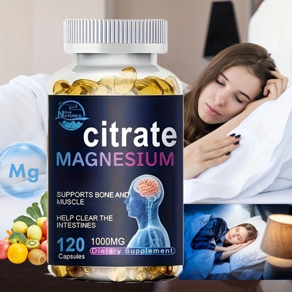 Magnesium Citrate Capsules 1000mg 120 Count for Bath Time, Home Spa and Personal Care, with the Listed Configuration