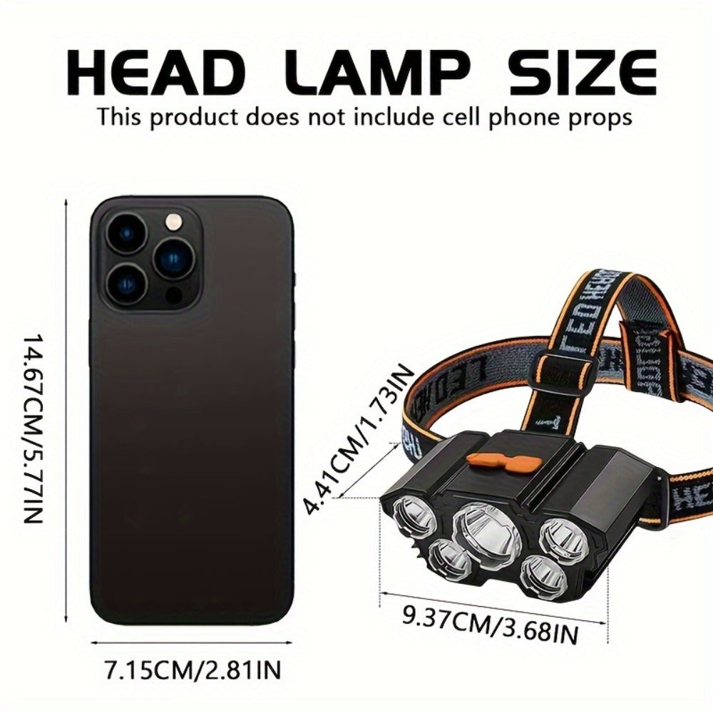 LED Headlamp 4pcs Set - Rechargeable Outdoor Headlamps with 4-Speed Dimming Adjustable Angle for Entryways, Bedrooms and Living Spaces