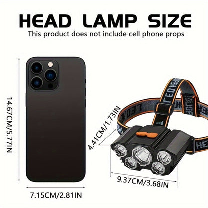 LED Headlamp 4pcs Set - Rechargeable Outdoor Headlamps with 4-Speed Dimming Adjustable Angle for Entryways, Bedrooms and Living Spaces