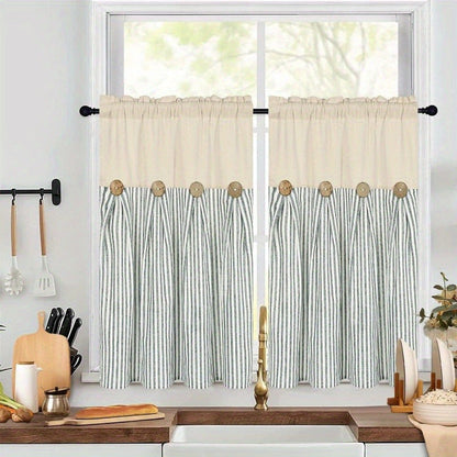 Semi Sheer Curtains Bohemian Linen Cotton Patchwork Grommet Top Window Drapes for Bedroom Living Room Kitchen Bathroom Cafe