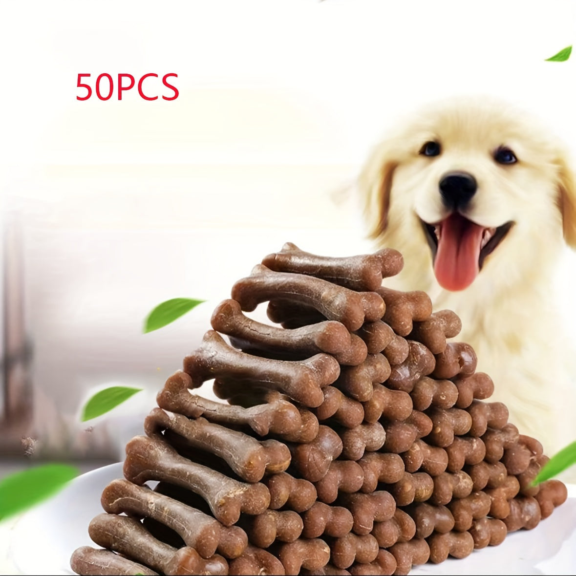 Dog Teeth Grinding Chew Sticks 50pcs – Dental Cleaning Toy & Training Reward for Small Dogs, Corn Starch & Chicken Liver Flavor