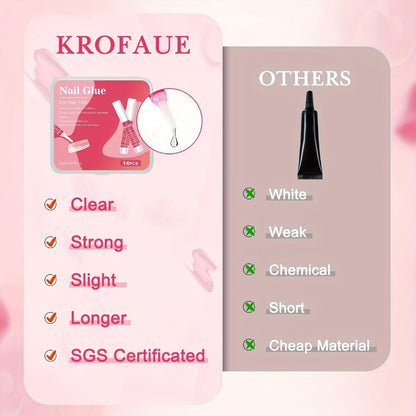 Nail Glue Set, KROFAUE 28 Precision-Tip Tubes at 2g Each for Press-On Nails, Nail Tips and Nail Art