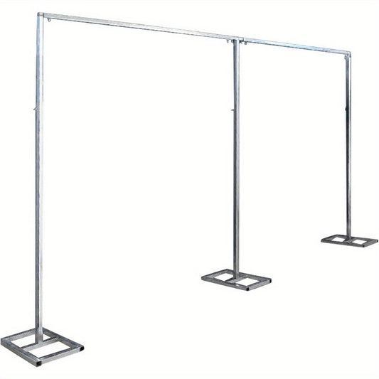 Backdrop Stand 20 x 10-Foot Stainless Pipe-and-Drape Frame with Three Square Bases and 15-Pole Kit
