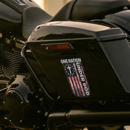 One Nation Under God Cross-and-Flag Decal in a 5.12-Inch Single-Piece Checkout Option for Cars