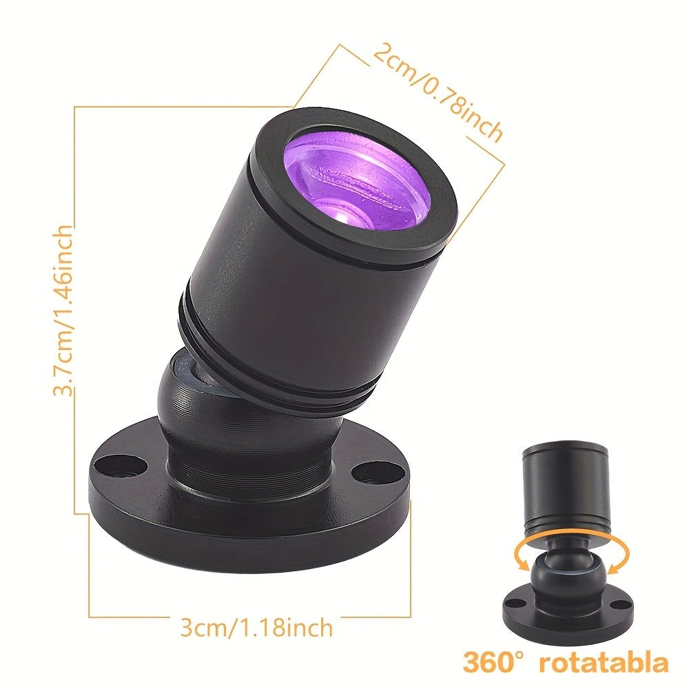 LED UV Blacklight USB Powered Mini Spotlight, Glow Party, Tapestry & UV Reactive Decoration with On/Off Switch