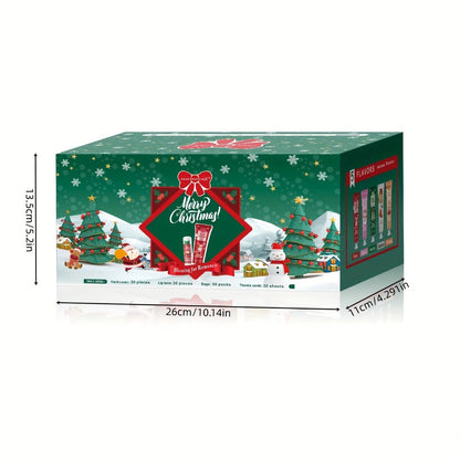 Bulk Gift Set 120 Pieces Lip Balm & Hand Cream with Red Velvet Bags & Holiday Cards – Moisturizing Party Favors for Colleagues