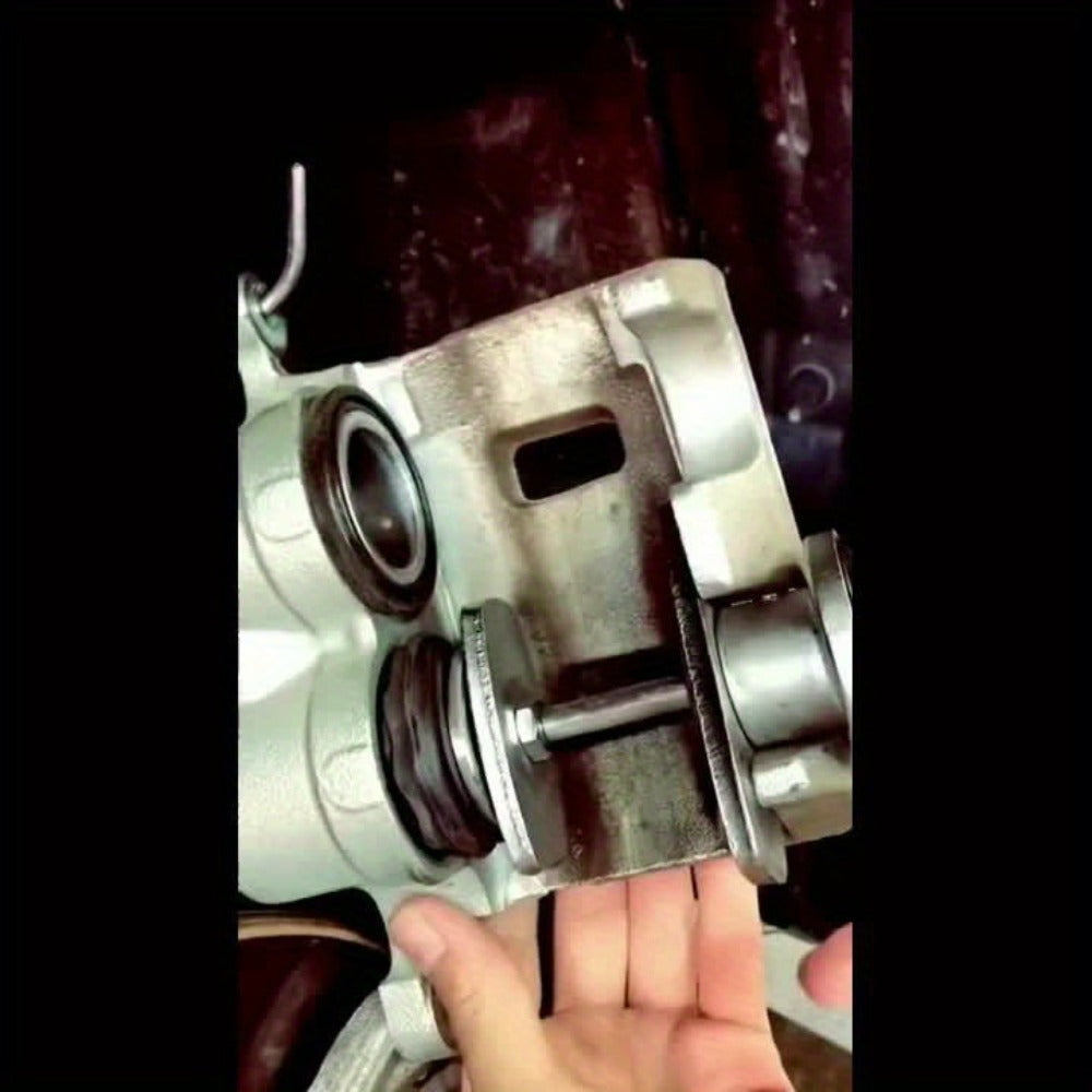 Red-Handle Brake Caliper Piston Press with Channel Plates and Two- or Five-Hook Bundles Pictured