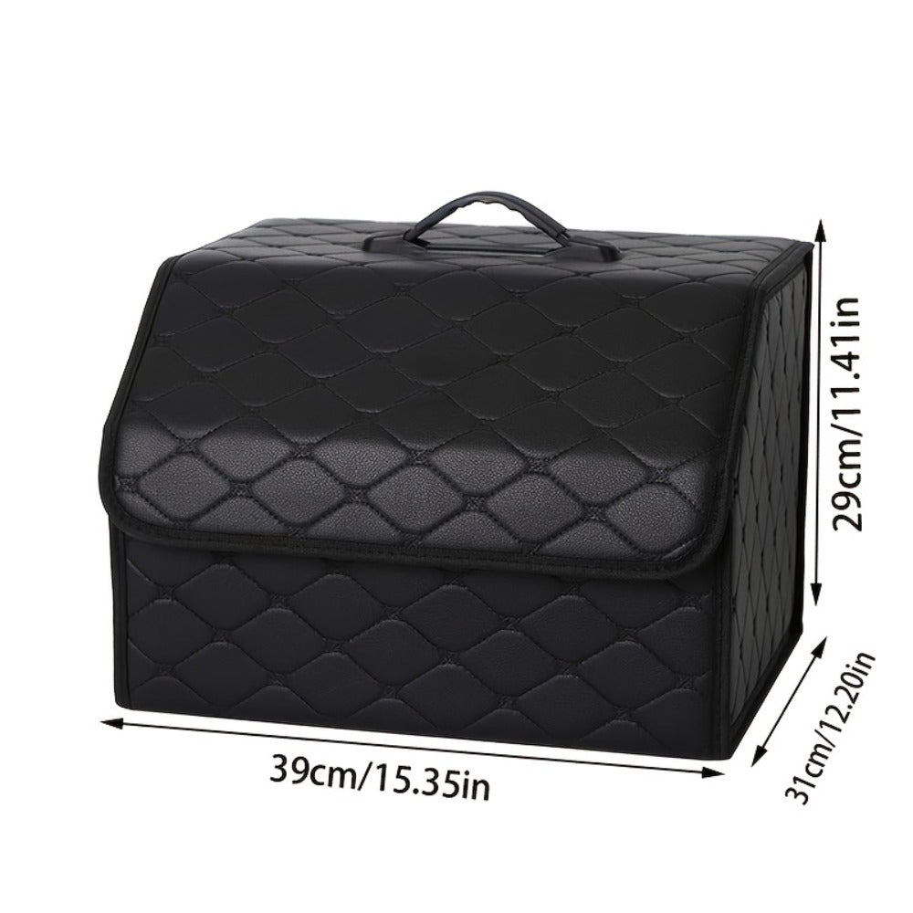Car Trunk Organizer, Foldable Faux Leather Bow-Detail Box in 30L or 35L Size with Pink and Black Options