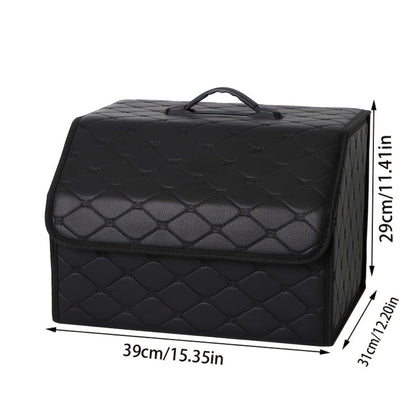 Car Trunk Organizer, Foldable Faux Leather Bow-Detail Box in 30L or 35L Size with Pink and Black Options