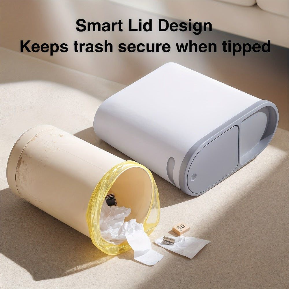 Slim 10L Bathroom Wastebasket with Lid Tray, Built-In Side Handles and Single or Two-Piece Options