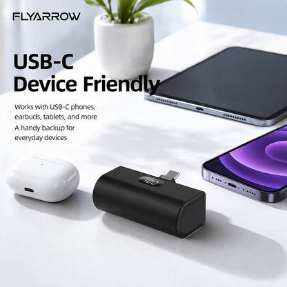 Power Bank 5000mAh Mini with Foldable USB-C Plug, 10W Listed Charging and Digital Display Pack