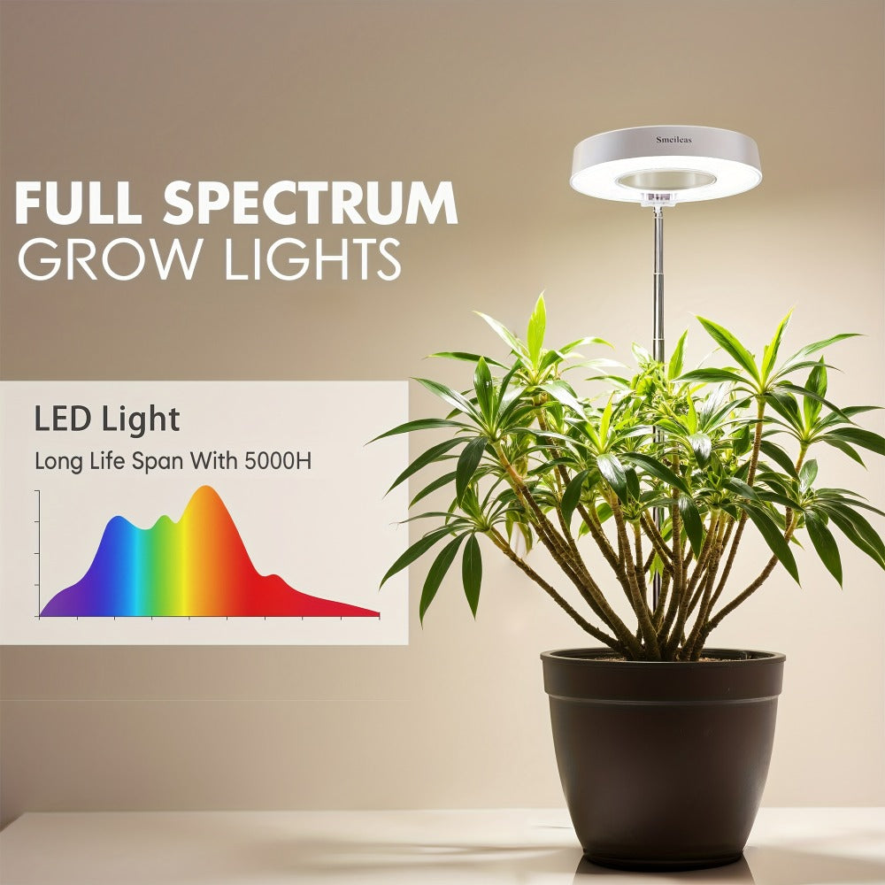 Full Spectrum LED Grow Lights for Indoor Plants, 3-Pack with Auto Timer 3/6/9H, 4 Dimmable Levels & Adjustable Height