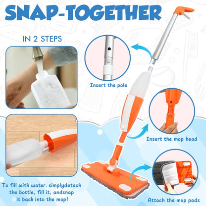 Children's Spray Mop Cleaning Toy Set with Water Sprayer & Pad with the Listed Color, Size or Set Options for Everyday Use