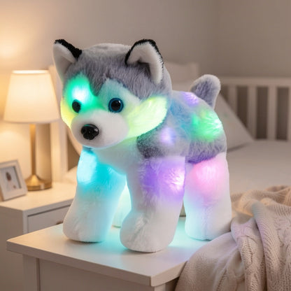 Musical Glowing Husky Puppy Plush Toy 12 Inch, Dog Stuffed Animal with Light-Up Night Light & Lullaby Music