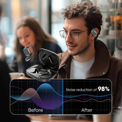 PAVUN Bluetooth 5.4 Open Ear Wireless Earbuds, ENC Noise Cancelling 9D Stereo Bass Sport Earphones