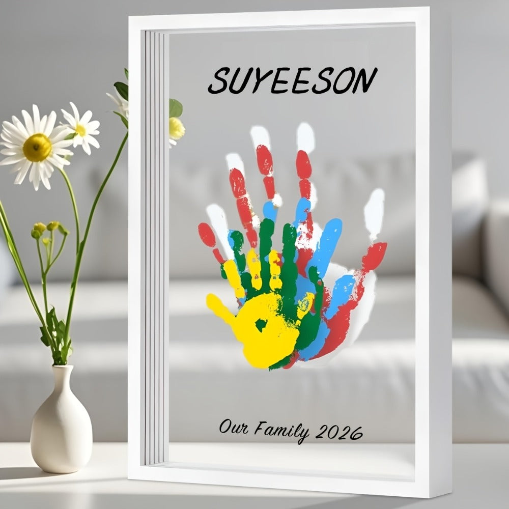 Handprint Kit for Family - DIY Wooden Keepsake Frame with Paint, Baby Hand & Footprint Craft Set