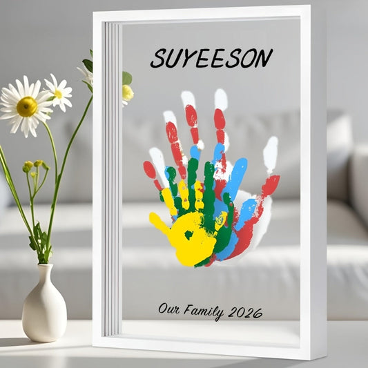 Handprint Kit for Family - DIY Wooden Keepsake Frame with Paint, Baby Hand & Footprint Craft Set