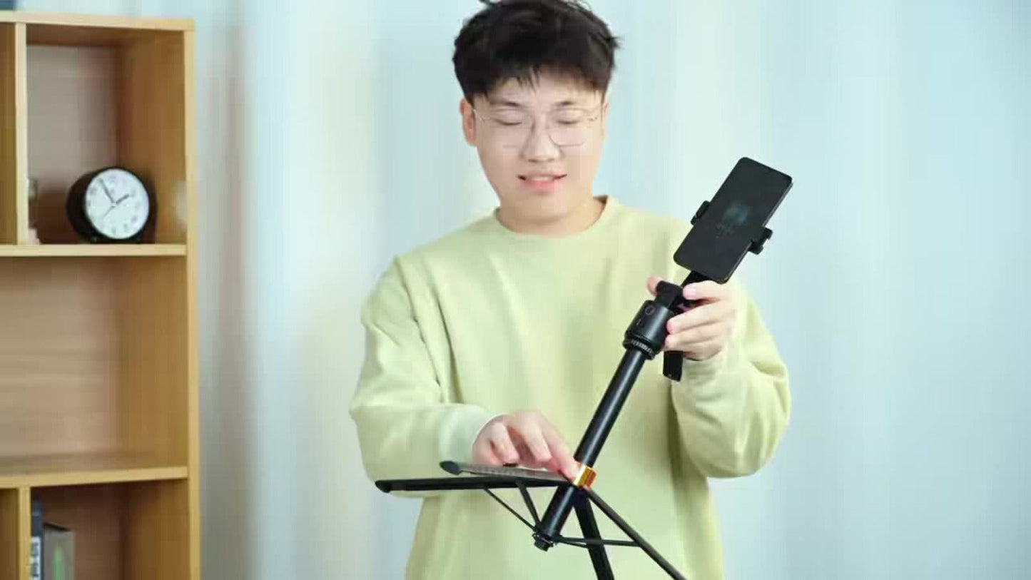 70-Inch Tracking Selfie Stick Tripod with Two Fill Lights, Floor Base, Remote and 1/4-Inch Mount