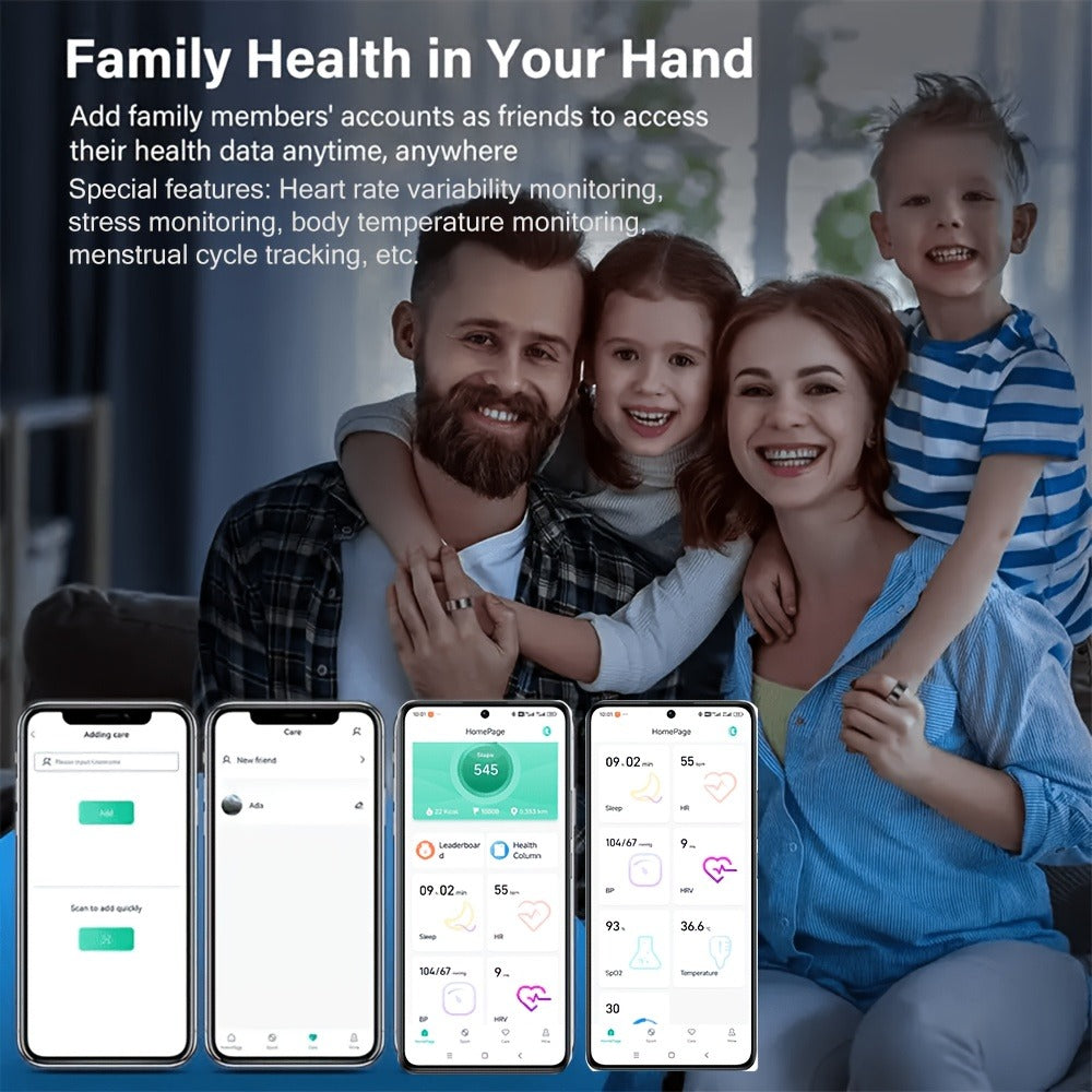 Health Monitoring Smart Ring with Heart Rate HRV Sleep Tracking, Steps Calories Body Temp & Menstrual Cycle – Bluetooth 5.3, iOS & Android
