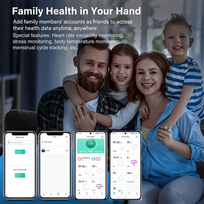 Health Monitoring Smart Ring with Heart Rate HRV Sleep Tracking, Steps Calories Body Temp & Menstrual Cycle – Bluetooth 5.3, iOS & Android