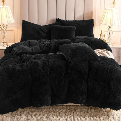 Plush Duvet Cover 100% Polyester Soft Warm Zipper Closure Cozy Bedroom Bedding Twin Full Queen King Solid Tie Dye 14 Colors for Bedroom