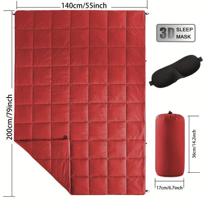 Camping Blanket Puffy Outdoor Down Alternative Windproof Warm 55x79 Inch Lightweight Printed Quilt for Beach Picnic Hammock Travel Cold