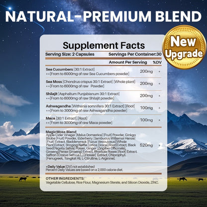 Maca Root & L-Arginine Men's Performance Supplement with Shilajit - Double-Acting Formula for Stamina