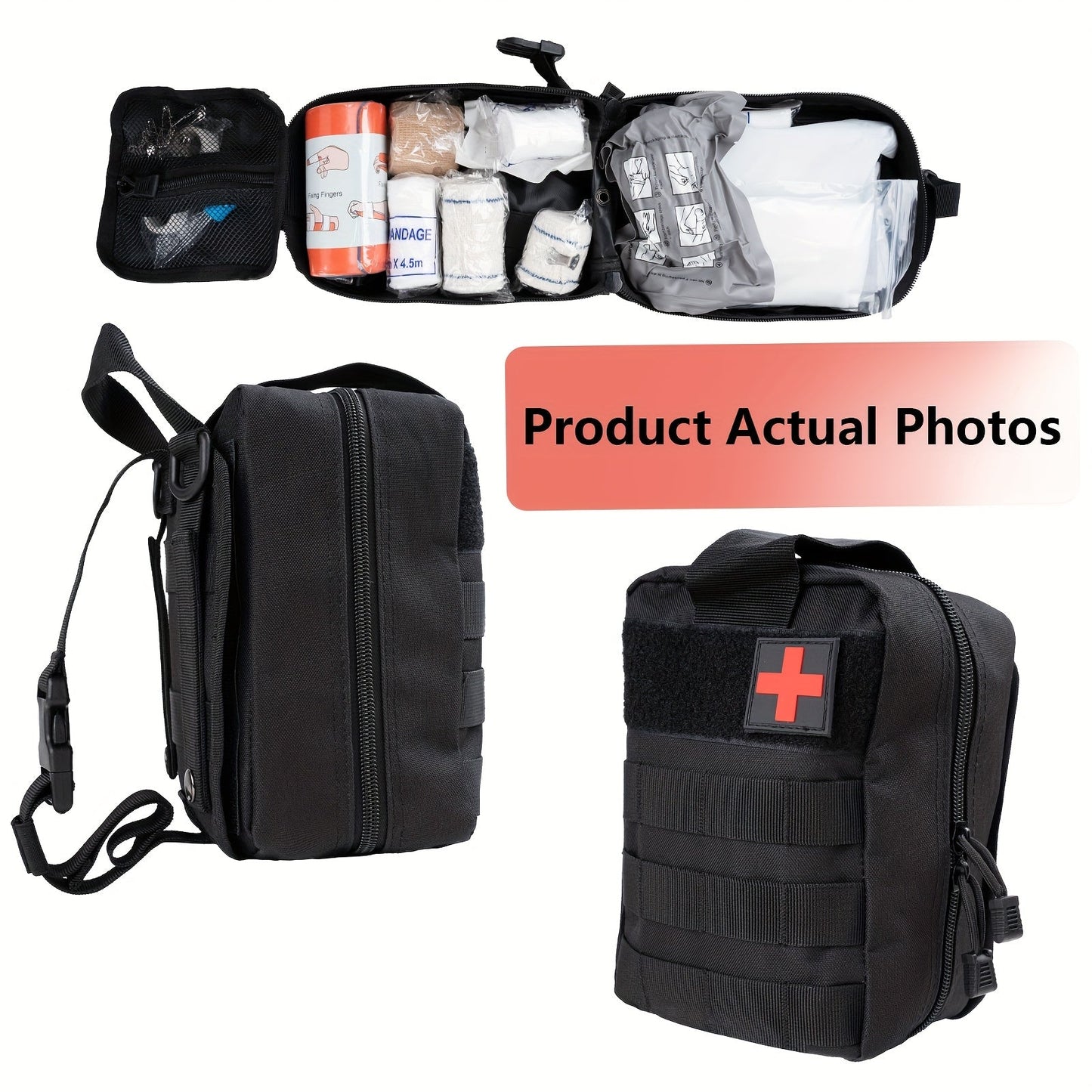 379-Piece First Aid Kit with Multi-Section Organizer Backpack, Internal Holders and Three Case Colors