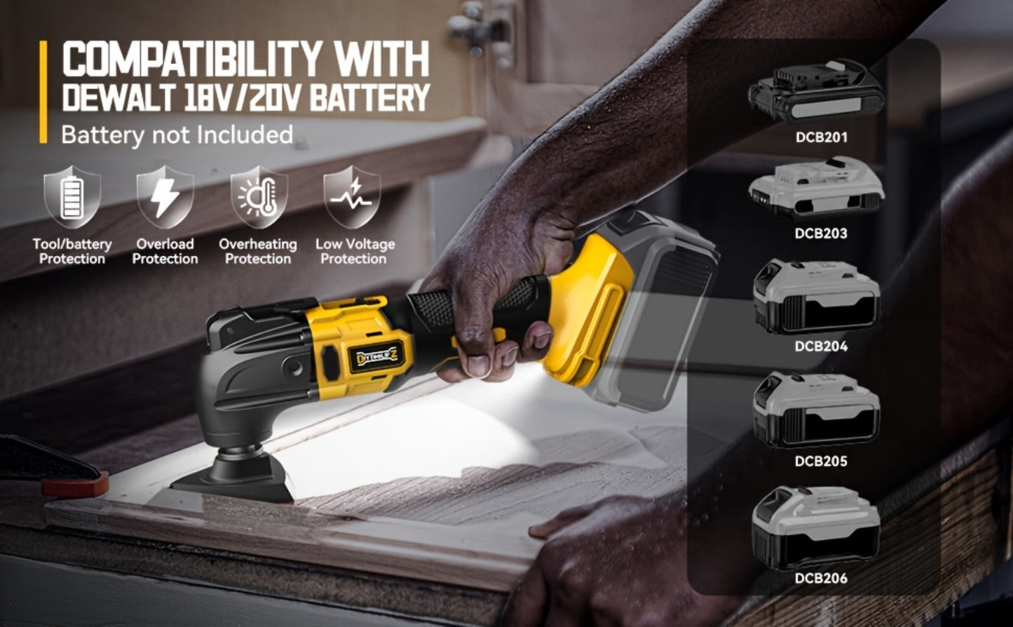 Oscillating Multi Tool Brushless Cordless Compatible with DeWalt 20V / 18V Battery, 21000 OPM Variable Speed