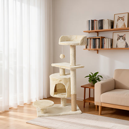 Cat Tree Tower for Indoor Cats Large Multi-Tier with Sisal Scratching Posts, Plush Perches, Hammock, Condo Cave & Hanging Toys