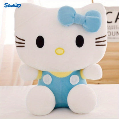 Plush Toy Kawaii Cat Doll with Pink or Blue Color Options, Bow Detail and Soft Fabric for Room Decor