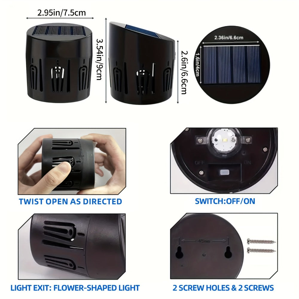 Two-Piece Solar Flower Projection Wall Light Set with Multicolor or Warm White Illumination