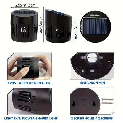 Two-Piece Solar Flower Projection Wall Light Set with Multicolor or Warm White Illumination