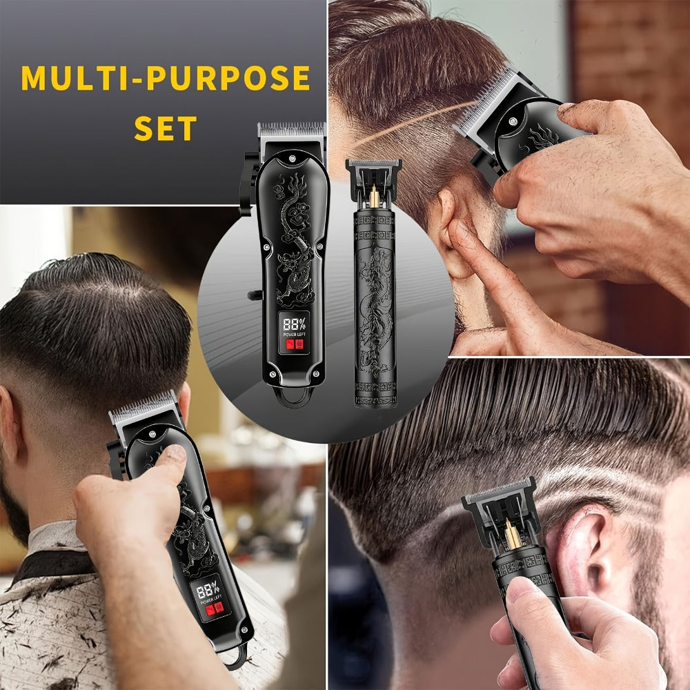 Men's Grooming Set USB Rechargeable Hair Clipper Electric Shaver Nose Ear Hair Trimmer for Everyday Face, Beard and Body Grooming