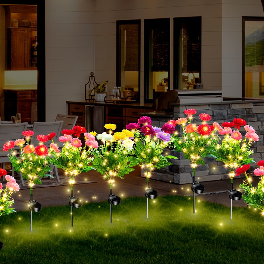 Solar Garden Lights 5-Piece Snow Lotus Flower Stakes with Multicolor LEDs and 72cm Height for Patio