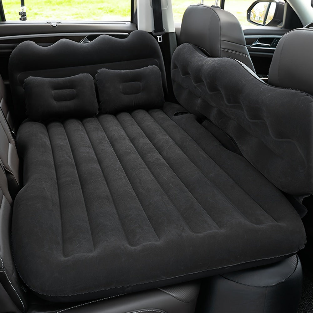 Car Inflatable Mattress for SUV & Sedan – Thickened Back Seat Sleeping Pad with Air Pump & 2 Pillows, Rear Trunk Camping Bed for Road Trips