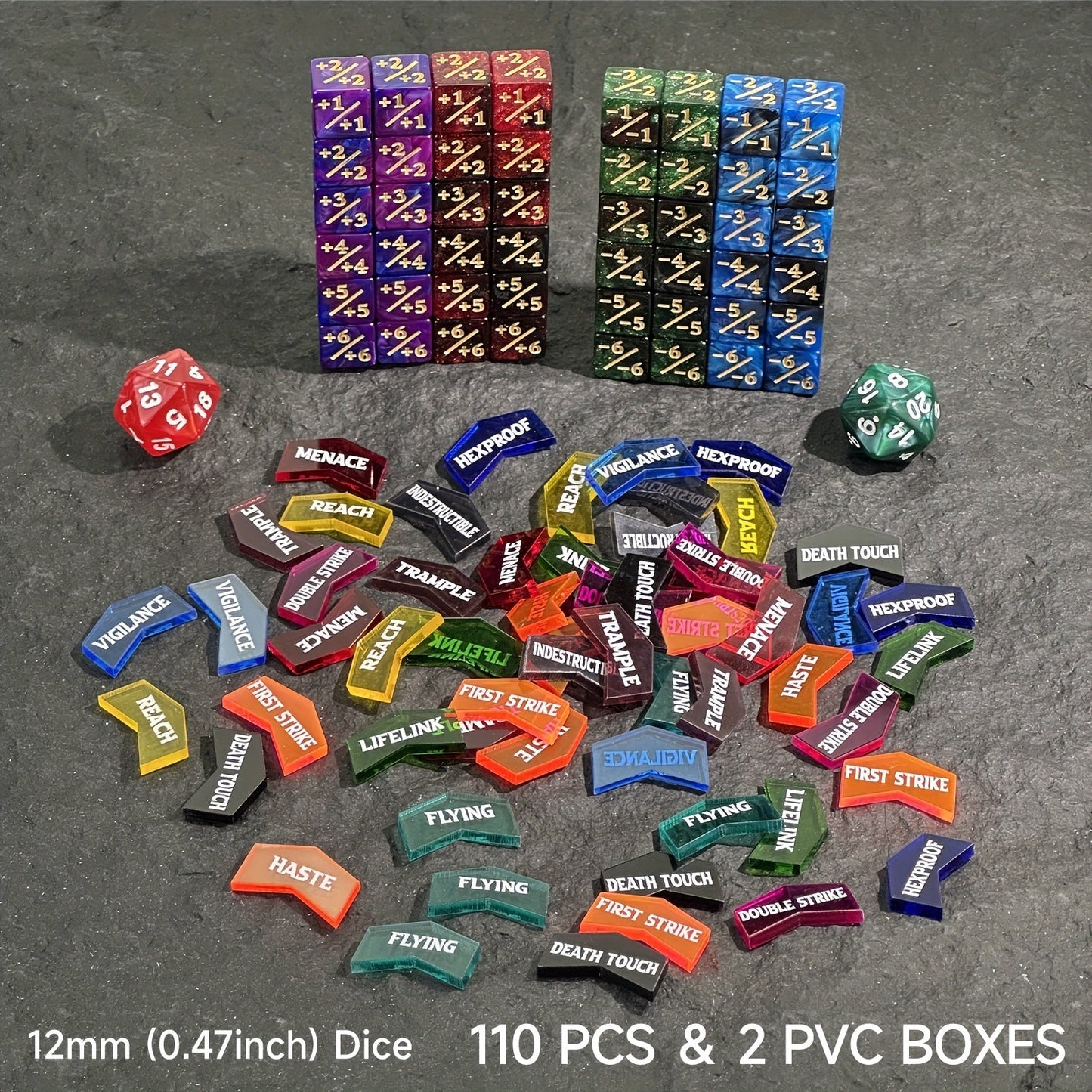 MTG Counter Dice Set 110pcs with the Listed Color, Size or Set Options for Everyday Use, with the Listed Configuration