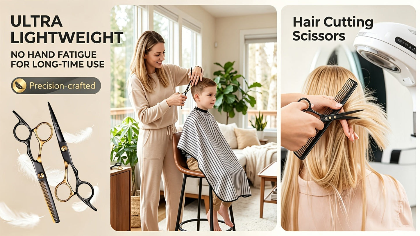 Hair Cutting Scissors Kit 13 Piece – Professional Barber Shears Set with Thinning Shears, Blending Scissors & Accessories