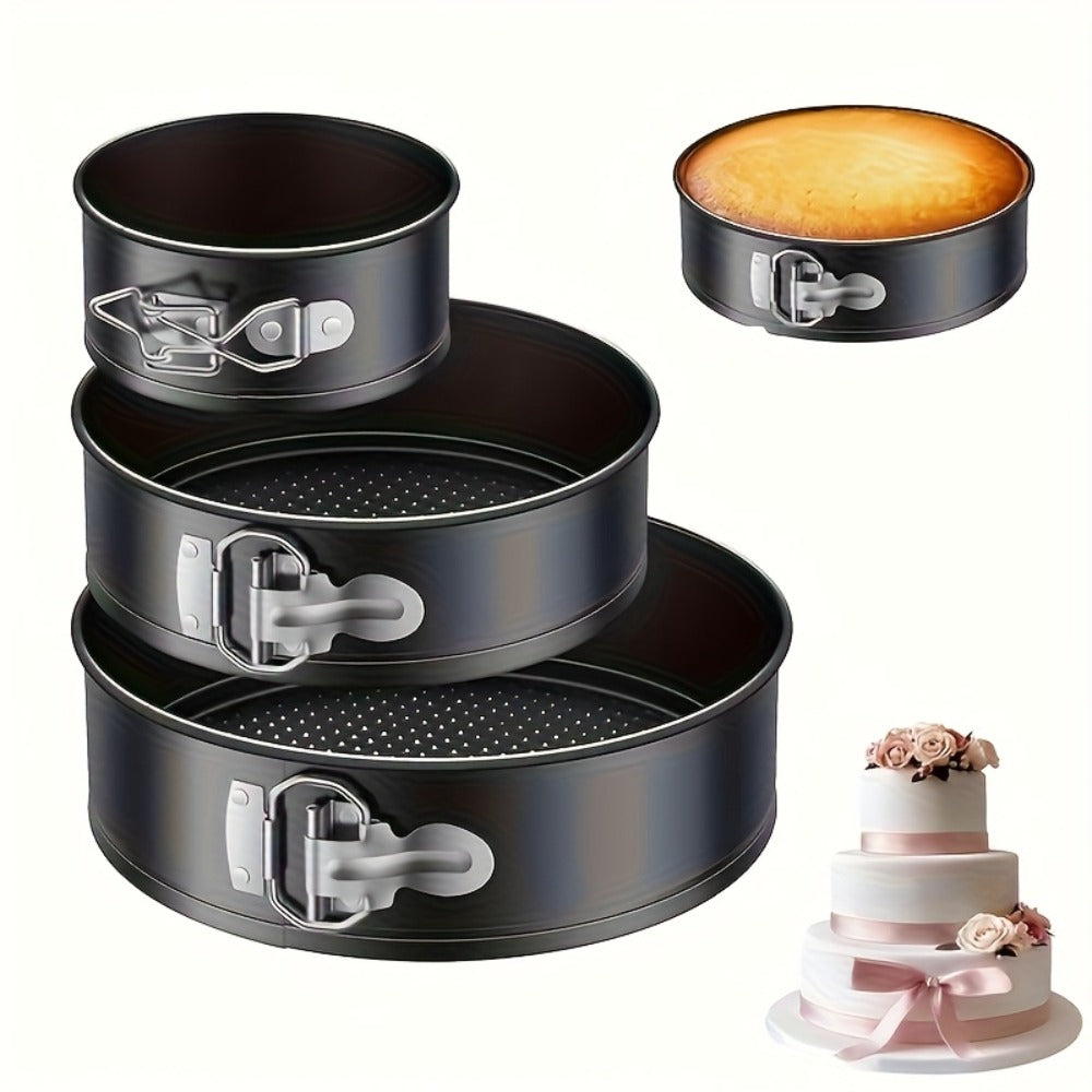 Springform Cake Pan Set, Nonstick Carbon Steel Cheesecake Pan with Removable Bottom & Locking Latch