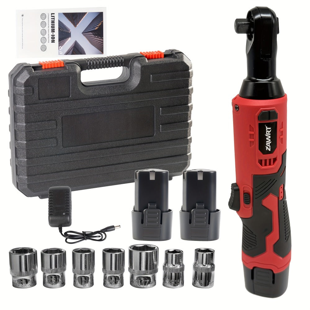 Cordless Electric Ratchet Wrench Set 12V - 45Nm High Torque 3/8" Rechargeable Ratchet Wrench with Battery