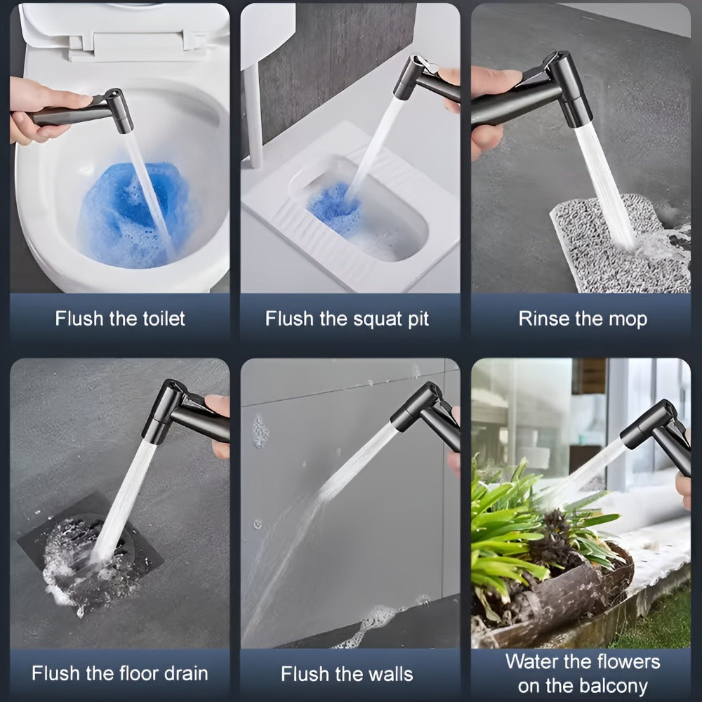 Handheld Bidet Sprayer Kit 6-Piece Wall Mounted Toilet Sprayer Set with Hose & Holder - Adjustable Pressure