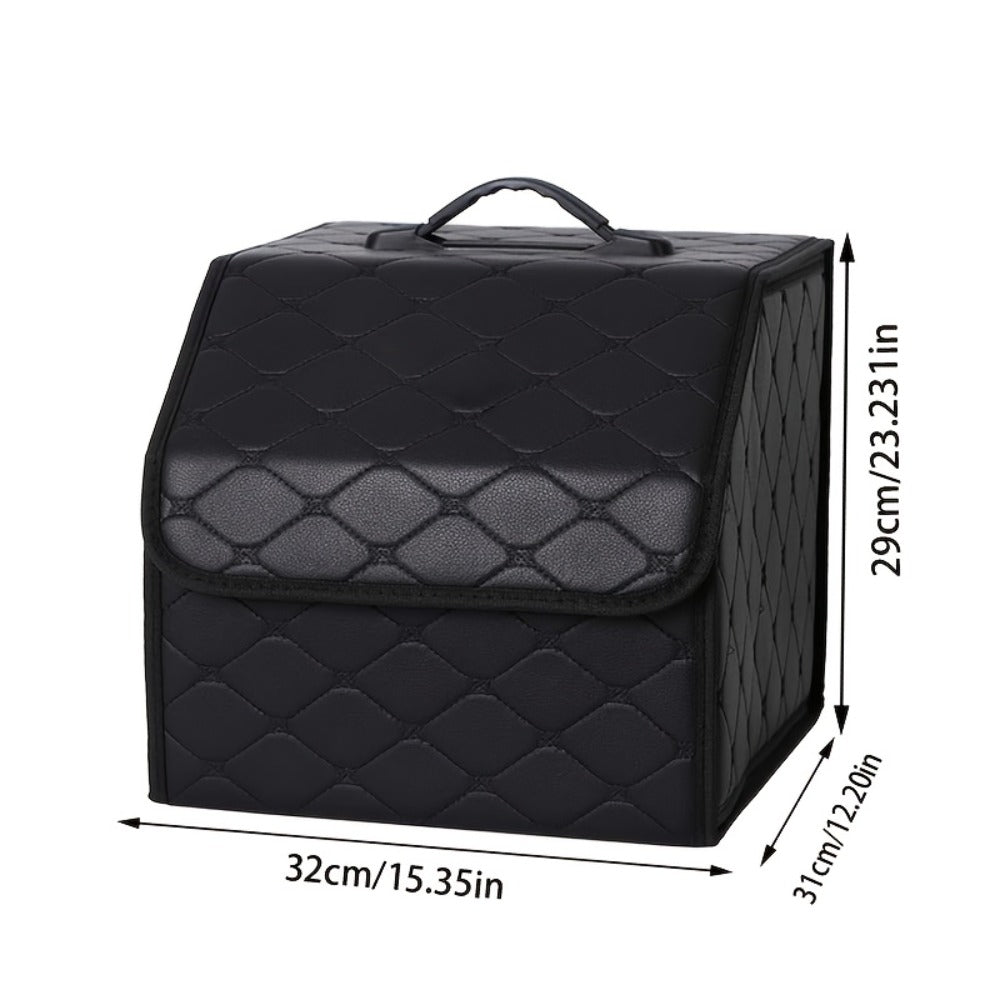 Car Trunk Organizer, Foldable Faux Leather Bow-Detail Box in 30L or 35L Size with Pink and Black Options