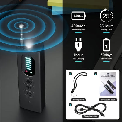 Anti Spy Hidden Camera Detector RF Signal Scanner Portable Bug Detector, GPS Tracker Finder, Listening Device Detector