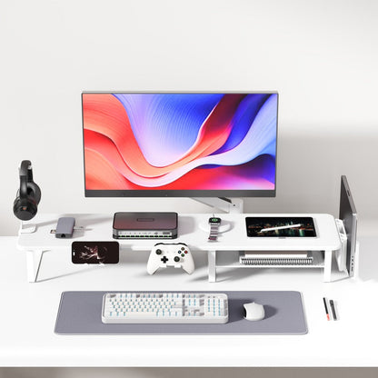 Monitor Stand Organizer with Headset Holder Phone Stand & Game Controller Holder, Versatile Desktop Riser for Computer Monitor Laptop
