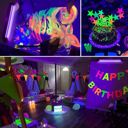 UV Black Light Bars & Strips 8-Piece Set, 385-400nm USB Powered 5V LED Blacklight for Glow Party